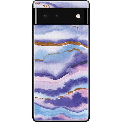 Blue Violet Watercolor Geode Google Pixel 6 Skin